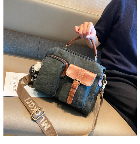 Green Canvas Convertible Backpack Messenger Bag Womens Canvas Convertible Crossbody Bag Canvas Handbag