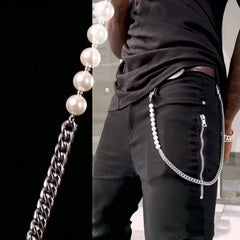 Pearl Wallet Chain Long Pearl Wallet Chain Ball Wallet Chain - iChainWallets