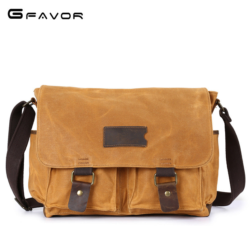 Waxed Canvas Messenger Bags for men Vintage Shoulder Bag for men