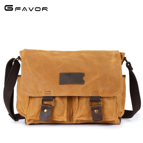 Waxed Canvas Messenger Bags for men Vintage Shoulder Bag for men