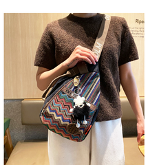 Womens Boho Sling Bag Canvas Embroidery Sling Backpack Canvas Crossbody Backpack - Feltify