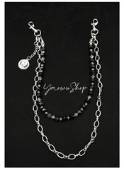 Black Beaded Pants Chain Double Wallet Chain - iChainWallets