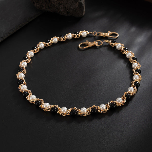 White&Black  Beaded Wallet Chain - iChainWallets
