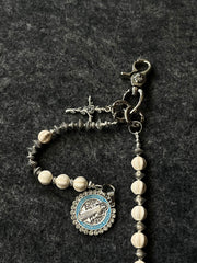 Long Ball Wallet Chains for Women White Ball Wallet Chain Beaded Wallet Chain