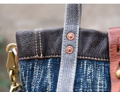 Small Blue Denim Mini Tote Bag Denim Leather Handbag Denim Mini Tote Crossbody Bag - Feltify