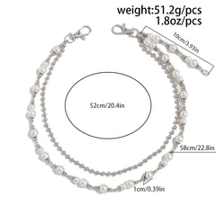 Fake Pearl Wallet Chain for Women Double Wallet Chain Beaded Wallet Chain - iChainWallets