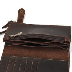 Brown Biker Chain Wallet with Briaded Leather Wallet Chain - iwalletsmen