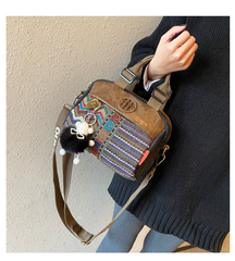 Canvas Small Boho Handbag Small Boho Crossbody Bag Embroidery Boho Shoulder Bag - Feltify