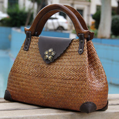 Brown Vintage Leather Ladies Satchel Handbag Black Shoulder Bag Purse for Women