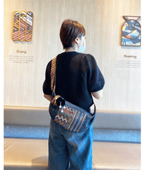 Bohemian Canvas Saddle Shoulder Bag Boho Embroidery Canvas Crossbody Bag - Feltify