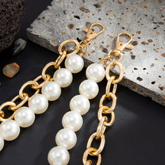 Big Pearl Wallet Chain White Beaded Wallet Chain for Men Large Double Wallet Chain - iChainWallets