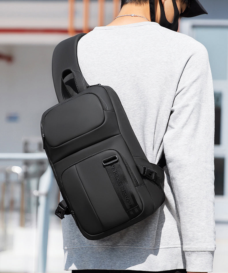 Black Large Sling Bag For Men Waterproof Mens Sling Backpack