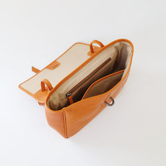 Womens Brown Leather Shoulder Purse Vintage Flip Commuting Bag for Ladies