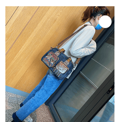 Black Gray Denim Crossbody Bags Embroidery Jean Bag Black Gray Denim HandBags Jean Shoulder Bag - Feltify