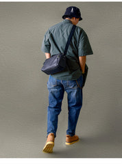 Leather Men's Small Barrel Side Bag 