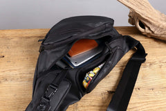 Sling Bag for Big Man - Black Large Sling Backpack - Large Sling Bag for Big Guys