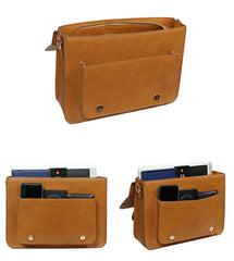 Vintage Satchel Messenger Bag - Interior Compartments - EverHandmade