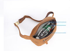 Brown Leather Waist Bag for Men Vintage Large Leather Waist Bag Mens - iwalletsmen