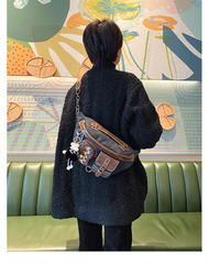 Canvas Boho Sling Bag Womens Crossbody Backpack Canvas Boho Embroidery Waist Bag - Feltify
