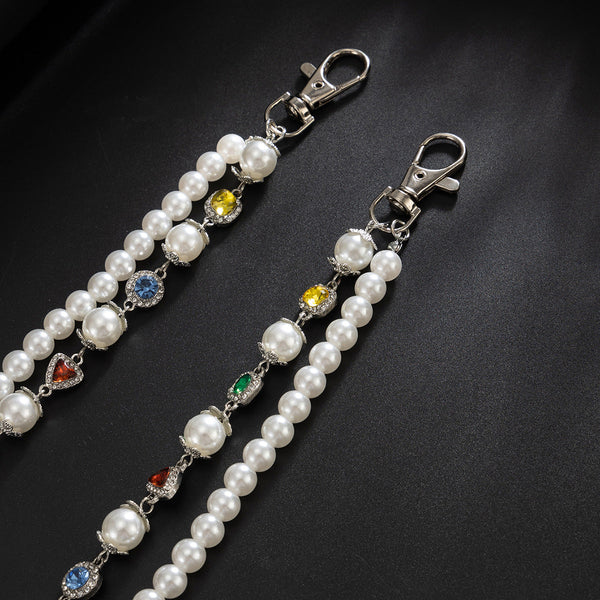 Pearl Wallet Chain Mens Double Wallet Chain Gem Wallet Chain - iChainWallets