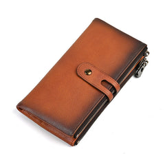 Buckle Mens Wallets That Holds A Lot of Cards Double Zipper Leather Wallet with Buckle for Men - iwalletsmen