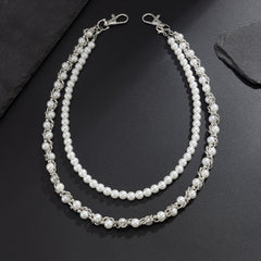 Women Double Wallet Chain Pearl Wallet Chain 