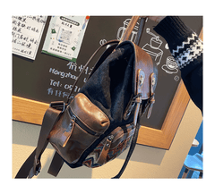 Black Gray Embroidery Canvas Backpack Boho Backpack Womens Vintage Boho Style Backpack - Feltify