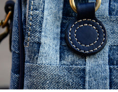 Small Denim Boston Bag Denim Handbags for Women Blue Denim Crossbody Bag for WOmen - Feltify