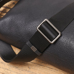 Black Leather Men's Sling Bag Barrel Sling Bag for Men - iwalletsmen