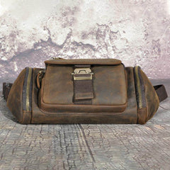 Brown Leather Waist Pack - iwalletsmen
