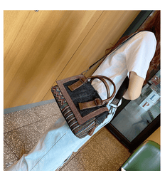 Boho Handbag Boho Crossbody Bag Black Gray Canvas Ladies Handbags Canvas Boho Shoulder Bag - Feltify