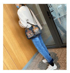 Black Gray Denim Crossbody Bags Embroidery Jean Bag Black Gray Denim HandBags Jean Shoulder Bag - Feltify