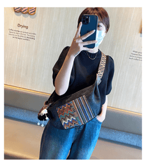 Bohemian Canvas Saddle Shoulder Bag Boho Embroidery Canvas Crossbody Bag - Feltify