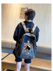 Boho Embroidery Large Canvas Backpack Bohemian Embroidery Canvas Backpack - Feltify