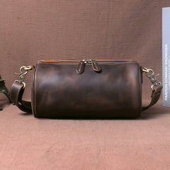 Leather Mens Barrel Crossbody Bag 