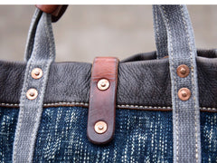 Small Blue Denim Mini Tote Bag Denim Leather Handbag Denim Mini Tote Crossbody Bag - Feltify