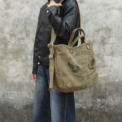 Army Green Tote Handbag Canvas Tote Bag Green Distressed Canvas Tote Shoulder Bag - Feltify