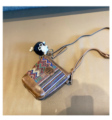 Embroidery Canvas Small Boho Crossbody Bag Boho Canvas Small Bucket Shoulder Bag - Feltify