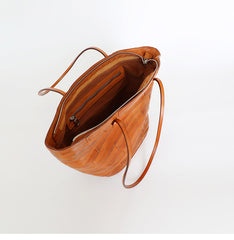 Womens Brown Leather Bucket Tote Purse Vintage Tote Shopper Shoulder Bag for Ladies