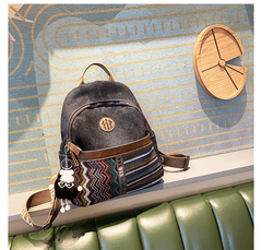 Boho Style Backpack Womens Vintage Black Gray Embroidery Canvas Backpack Boho Backpack - Feltify