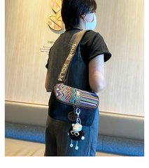 Embroidery Canvas Small Shoulder Bag Boho Waist Bag Boho Crossbody Bag - Feltify