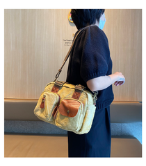 Green Canvas Women's Handbags Canvas Leather Handbags Shoulder Bag Crossbody Bag - Feltify