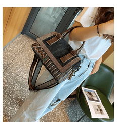 Boho Handbag Boho Crossbody Bag Black Gray Canvas Ladies Handbags Canvas Boho Shoulder Bag - Feltify