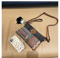 Boho Clutch Bag Canvas Small Shoulder Bag Clutch Embroidery Canvas Small Boho Crossbody Bag - Feltify