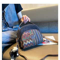 Embroidery Canvas Small Boho Crossbody Bag Boho Canvas Small Round Handbag Shoulder Bag - Feltify