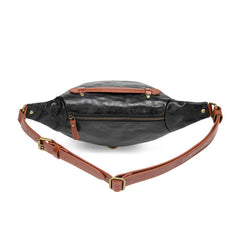 Black Leather Fanny Pack Crossbody - iwalletsmen