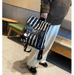 Black$White Denim Backpack Bag Womens Denim Backpack Purse - Feltify