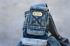 Vintage Blue Denim Messnger Bag Denim Crossbody Bag for Men Womens Jeans Shoulder Bag - Feltify