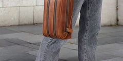 mens leather hygiene bag Brown Leather Men's Toiletry Bag Leather Roomy Dopp Kit Clutch Wash Kit - iwalletsmen
