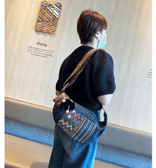 Bohemian Canvas Saddle Shoulder Bag Boho Embroidery Canvas Crossbody Bag - Feltify
